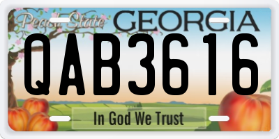 GA license plate QAB3616