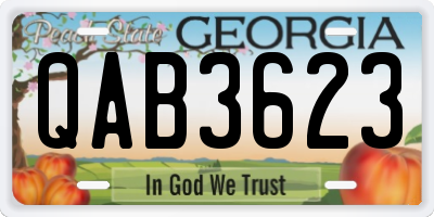GA license plate QAB3623