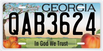 GA license plate QAB3624