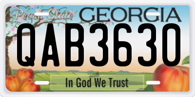 GA license plate QAB3630