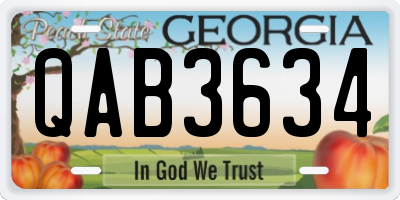 GA license plate QAB3634
