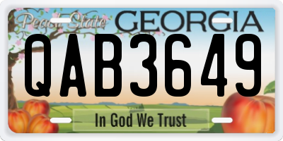 GA license plate QAB3649