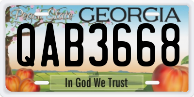 GA license plate QAB3668