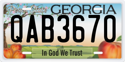GA license plate QAB3670