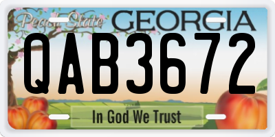 GA license plate QAB3672
