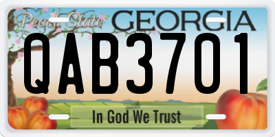 GA license plate QAB3701
