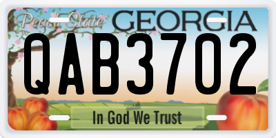 GA license plate QAB3702