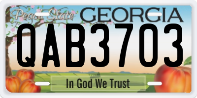 GA license plate QAB3703