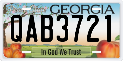GA license plate QAB3721