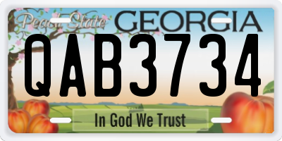 GA license plate QAB3734