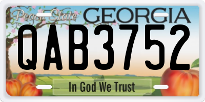 GA license plate QAB3752