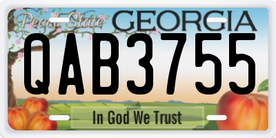 GA license plate QAB3755