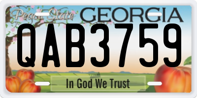 GA license plate QAB3759