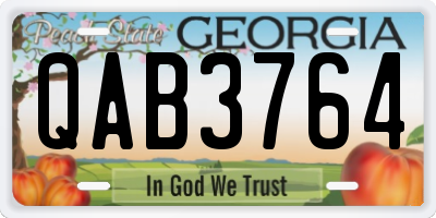GA license plate QAB3764