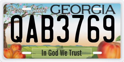 GA license plate QAB3769