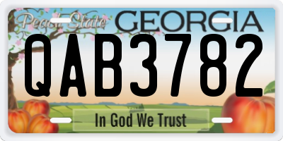 GA license plate QAB3782
