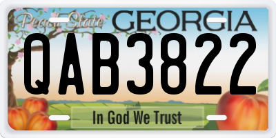 GA license plate QAB3822