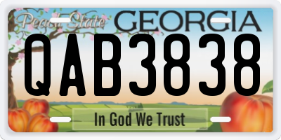 GA license plate QAB3838