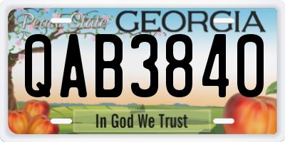 GA license plate QAB3840