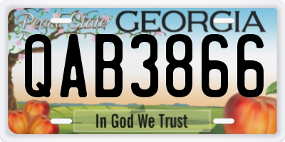 GA license plate QAB3866