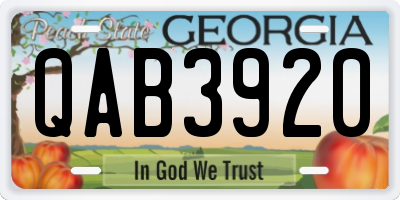 GA license plate QAB3920