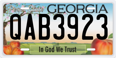 GA license plate QAB3923