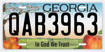 GA license plate QAB3963