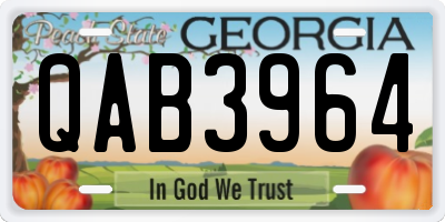 GA license plate QAB3964