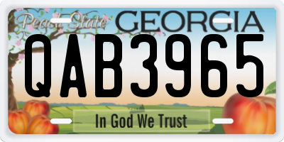 GA license plate QAB3965