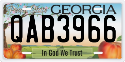 GA license plate QAB3966