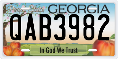 GA license plate QAB3982
