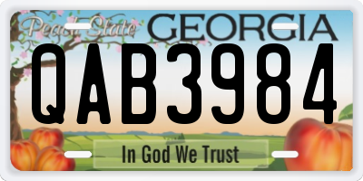 GA license plate QAB3984