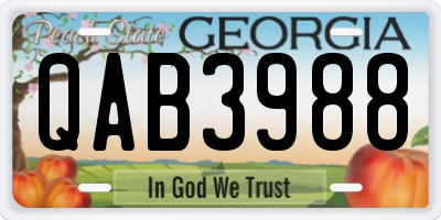 GA license plate QAB3988