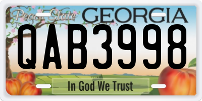 GA license plate QAB3998