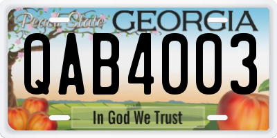 GA license plate QAB4003