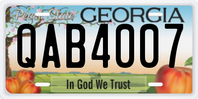 GA license plate QAB4007