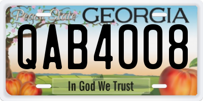 GA license plate QAB4008