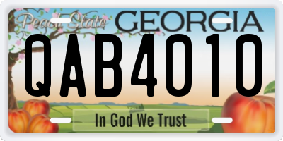 GA license plate QAB4010