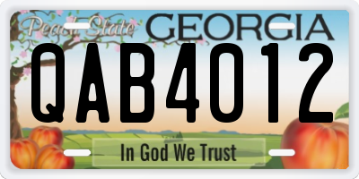 GA license plate QAB4012