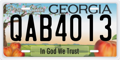GA license plate QAB4013