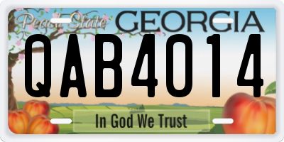 GA license plate QAB4014