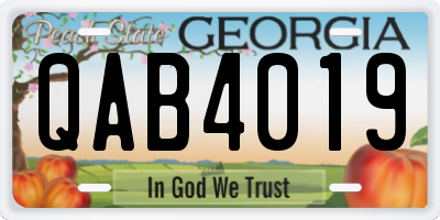 GA license plate QAB4019