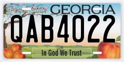 GA license plate QAB4022