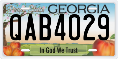 GA license plate QAB4029