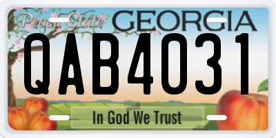 GA license plate QAB4031