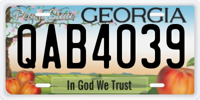 GA license plate QAB4039