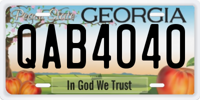 GA license plate QAB4040