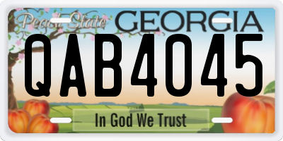 GA license plate QAB4045