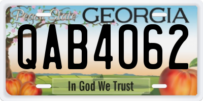 GA license plate QAB4062