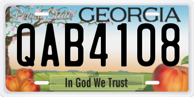 GA license plate QAB4108